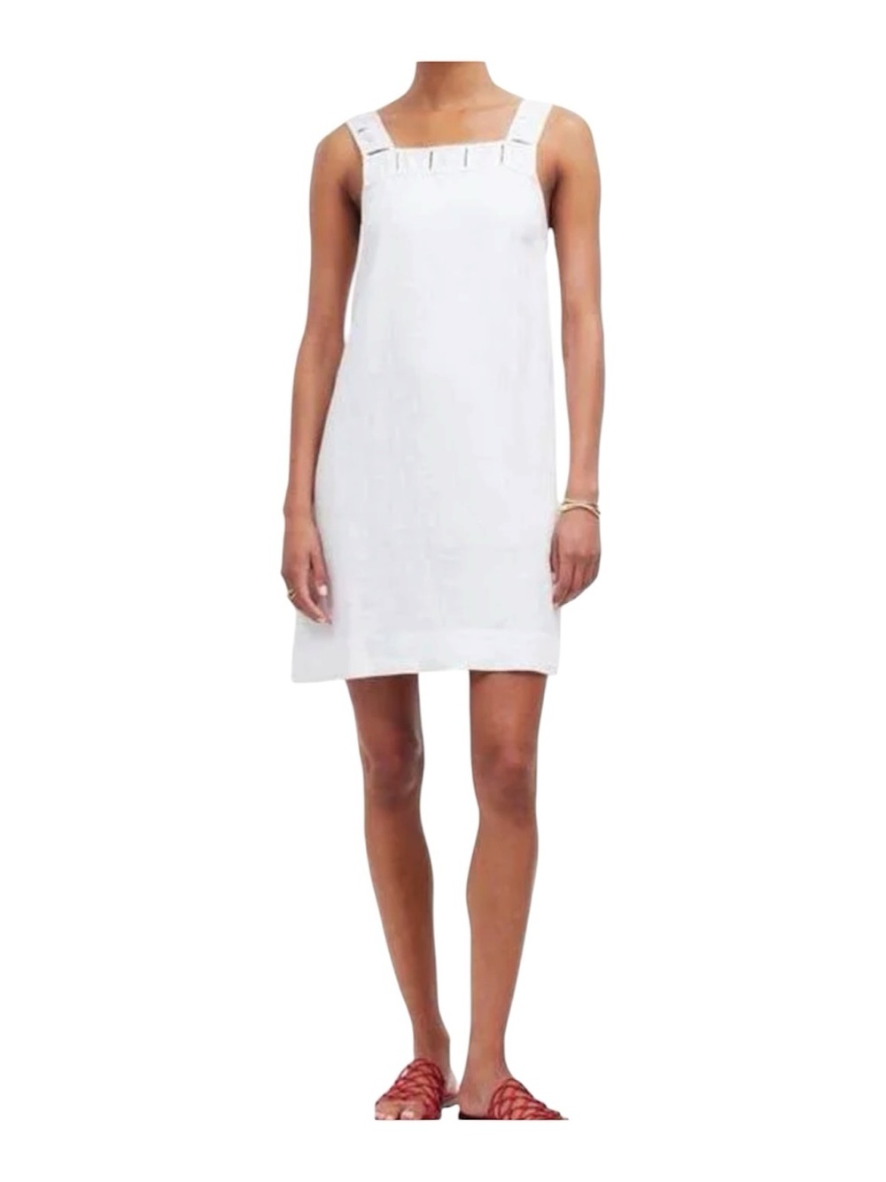 Madewell Embroidered Tank Linen eyelet white mini dress